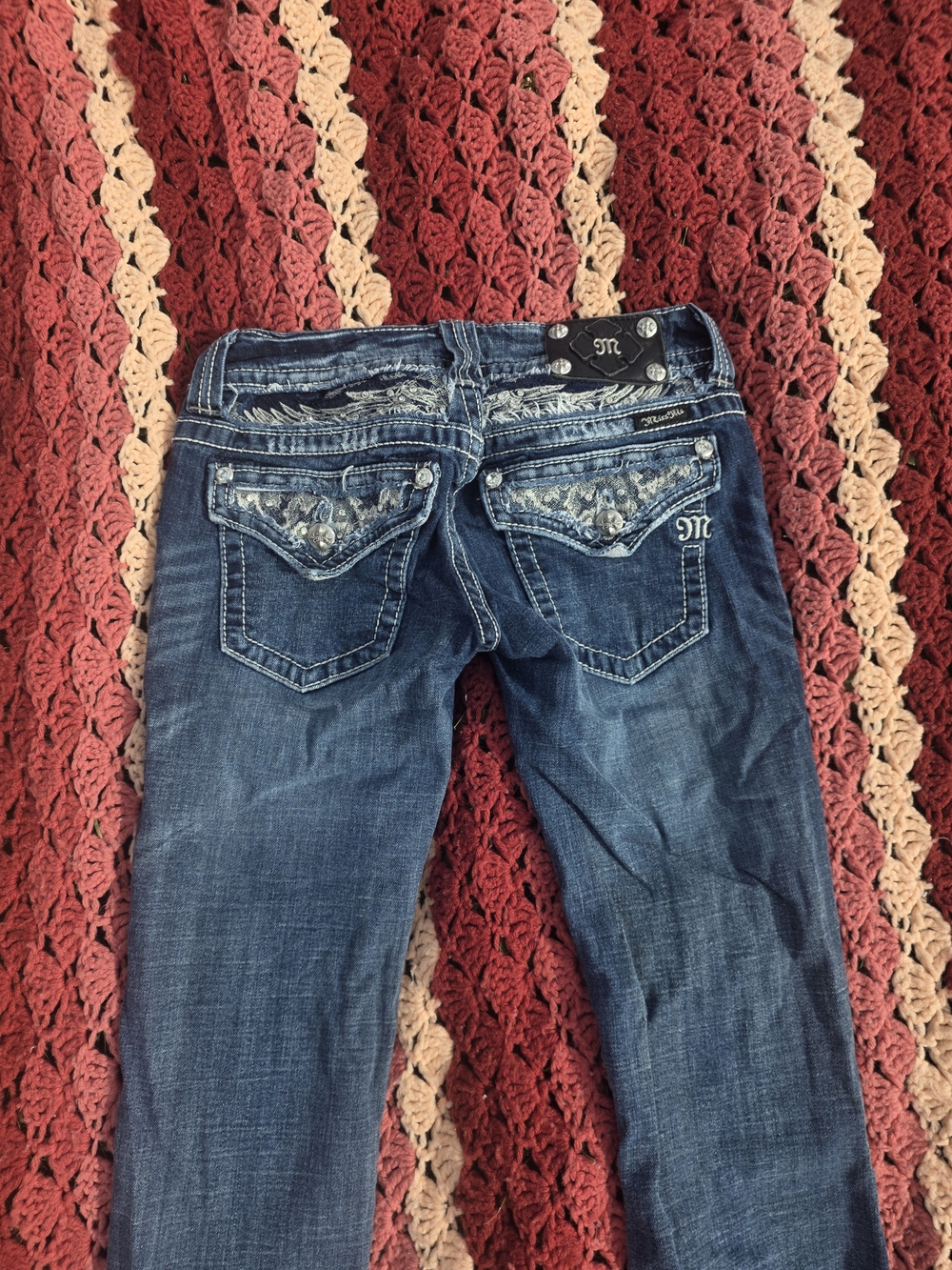 Miss Me Dark Blue with Embellished Back Pockets